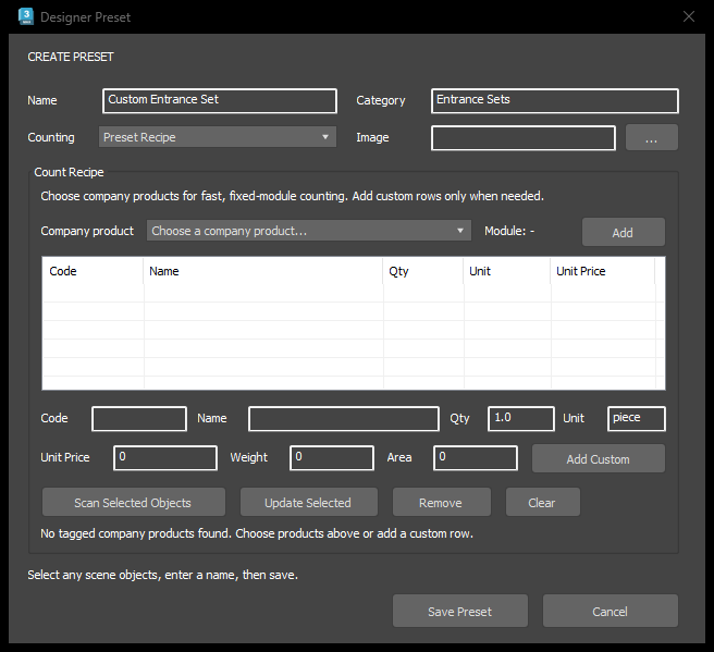 Designer preset editor — Fargah Design Toolkit