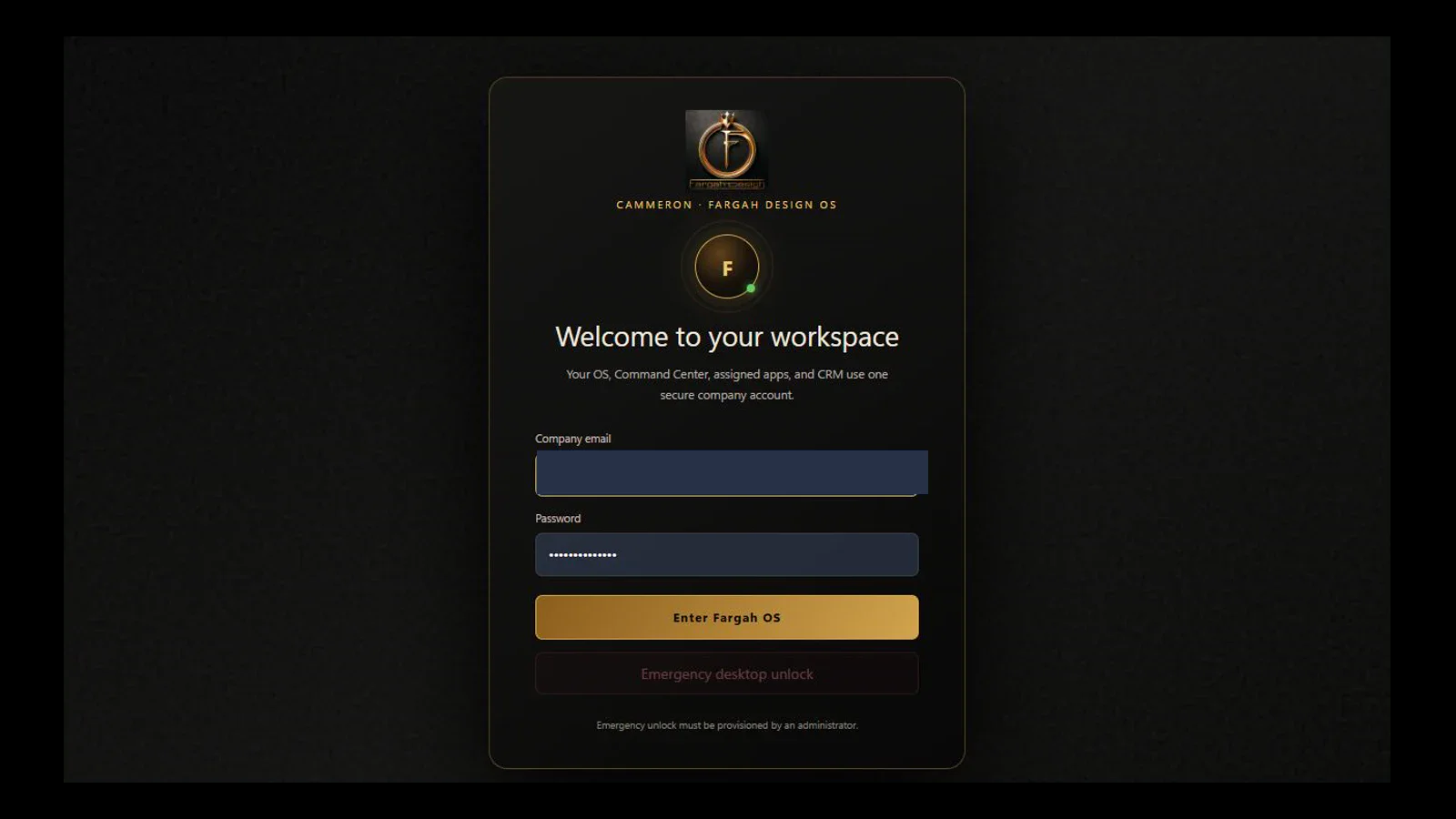 Fargah Design OS interface